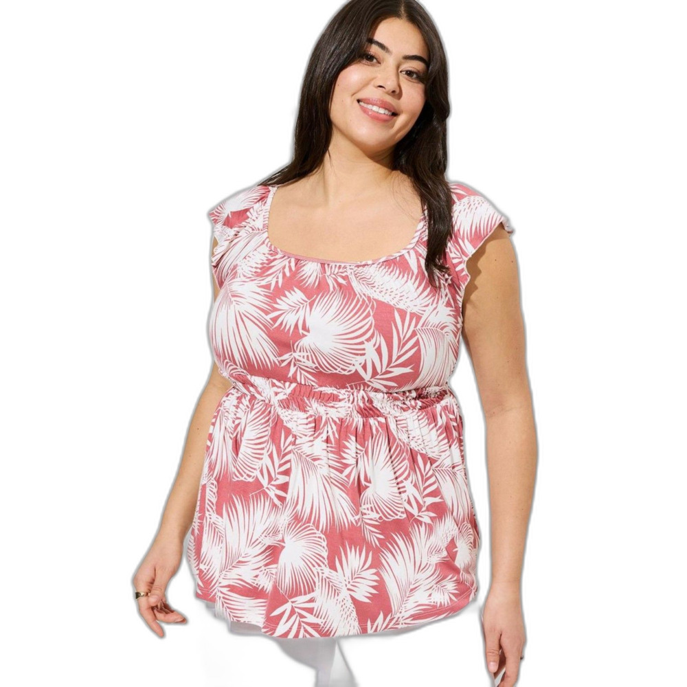 Torrid NWTB Pink Super Soft Square Neck Cinched Waist Babydoll Tank size 5x 28